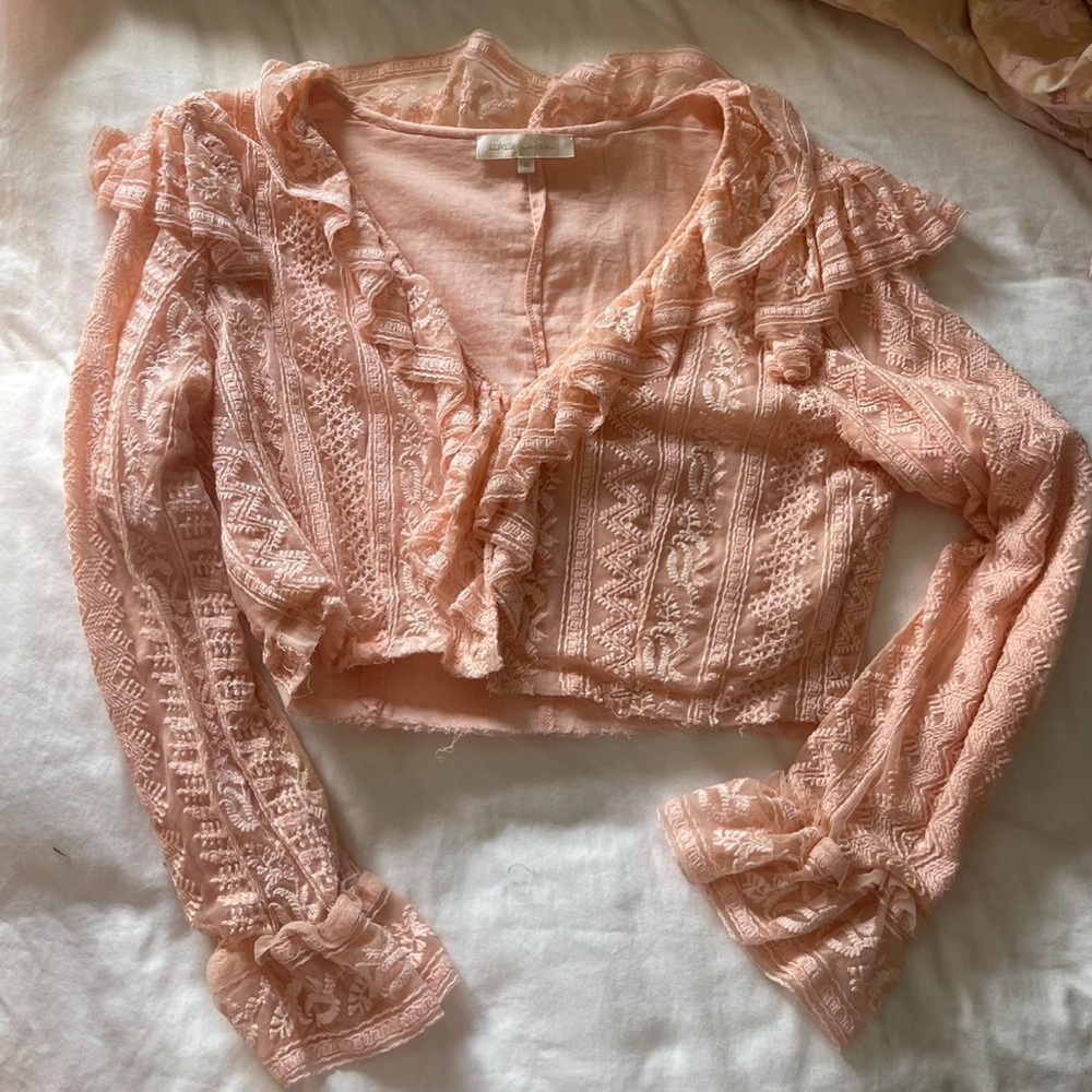 Peach Lace Ruffle Top